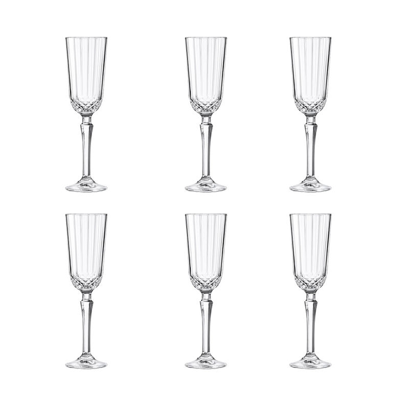  Champagnerflöte-Kristallgläser im Art Deco Design