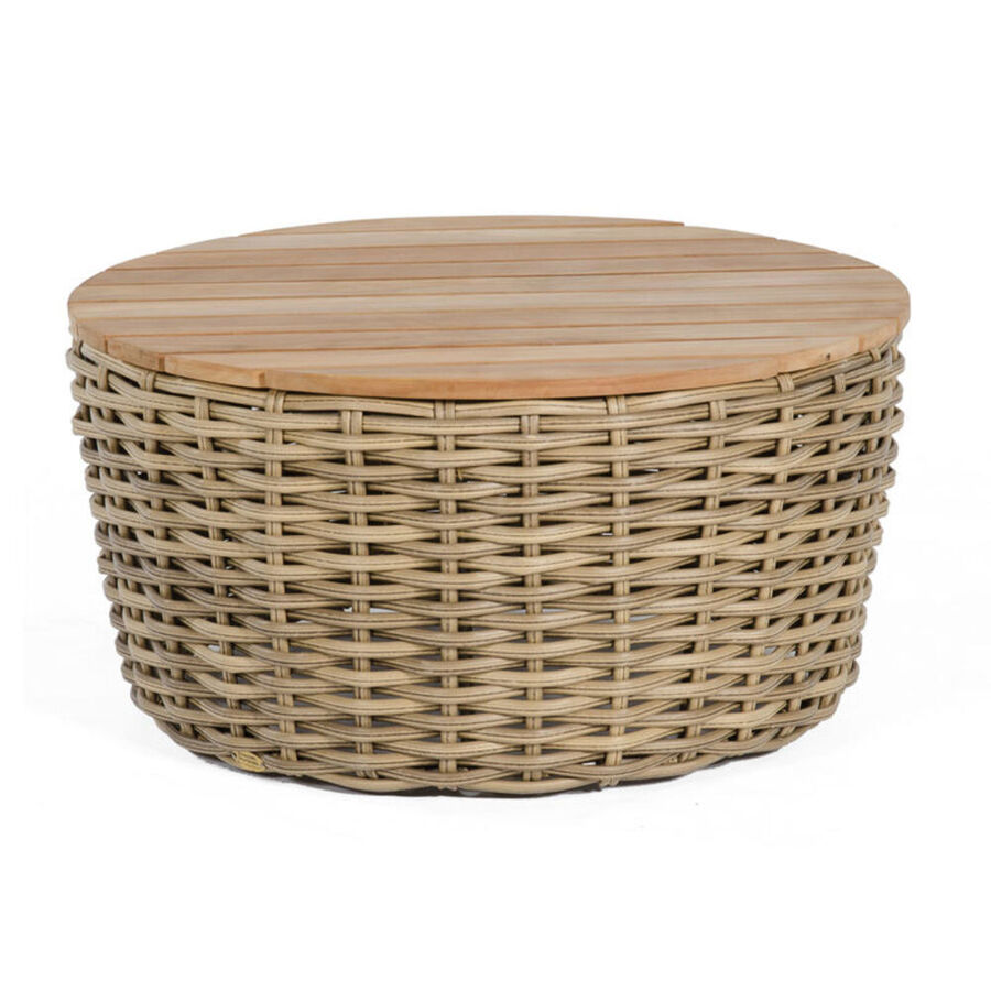 Premium LoungeGartentisch rund aus wetterfestem PolyrattanGeflecht