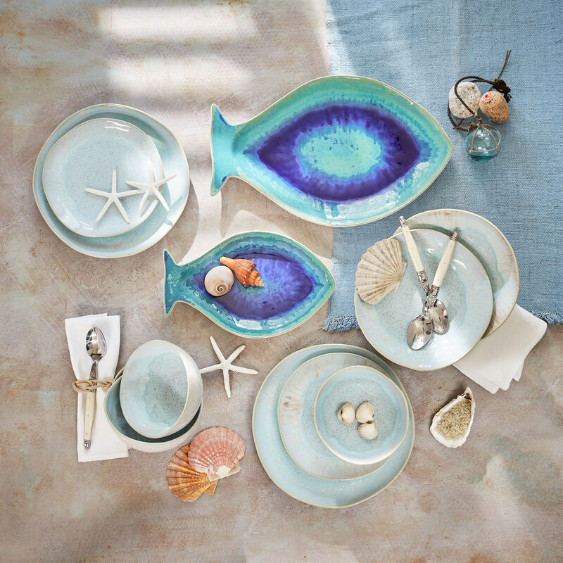 Groe Fischplatte: Handgefertigtes Geschirr in dezenten Meeresfarben, Geschirr Set, Geschirrservice, Teller-Set, Tellerservice Bild 3
