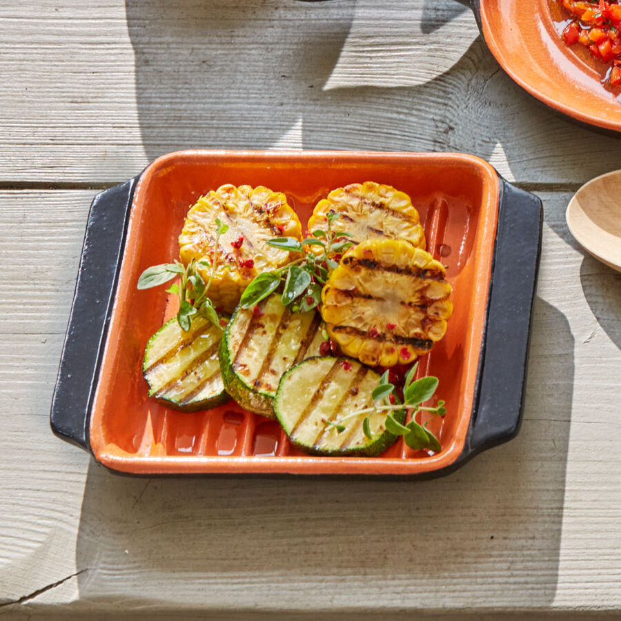 Klein Bis 930 °C flammfeste, rechteckige TerracottaGrill und