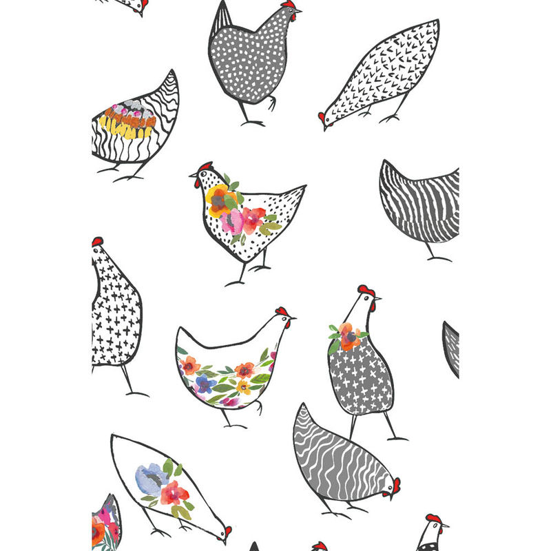 Modern interpretierte Hühner-Tischdecke Bild 2