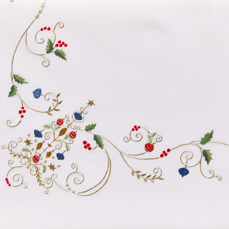 Feiner, handbestickter Tischlufer mit Tannenbaum-Motiv, Tischdecke, Serviette, Tafeldecke Bild 2