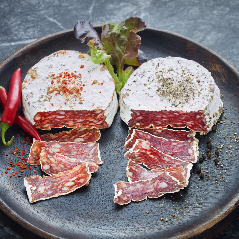 Baskische Salami-Spezialität ohne Haut mit Piment d'Espelette, Wurst, Schwein Bild 2