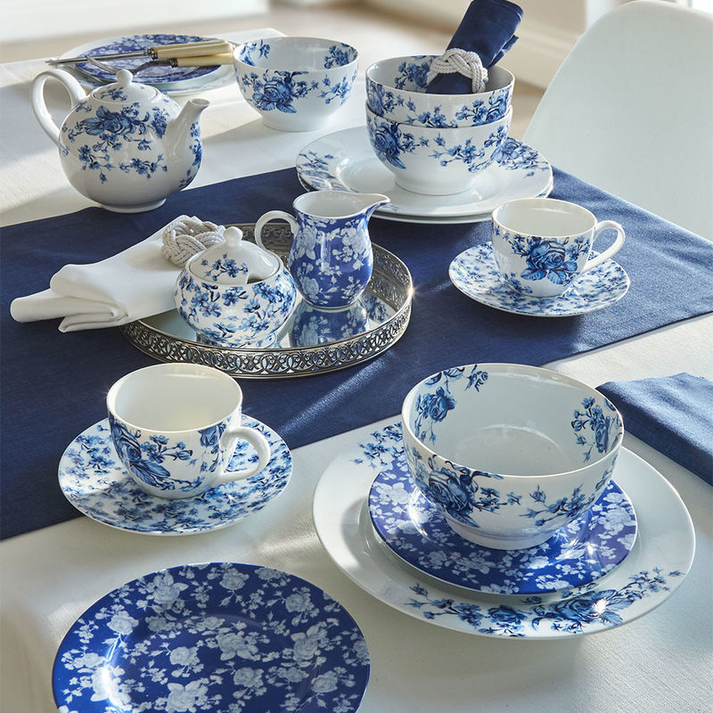  Blau-weiße Rosen-Teekanne zum Kombigeschirr Bild 2
