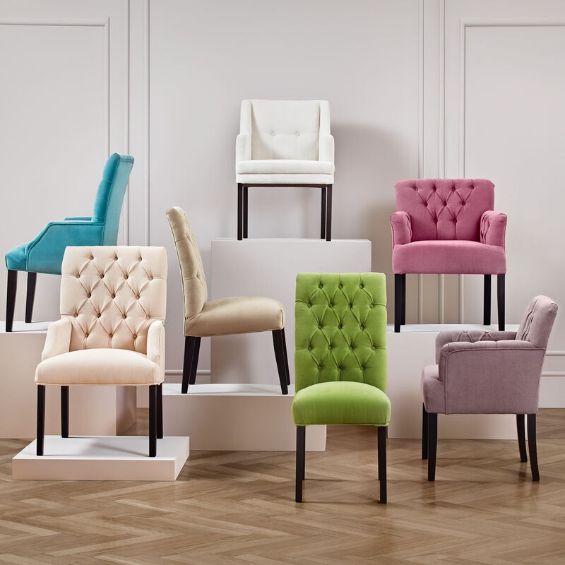 Elegant gesteppter Armlehn-Sessel in Leinen Optik Bild 2