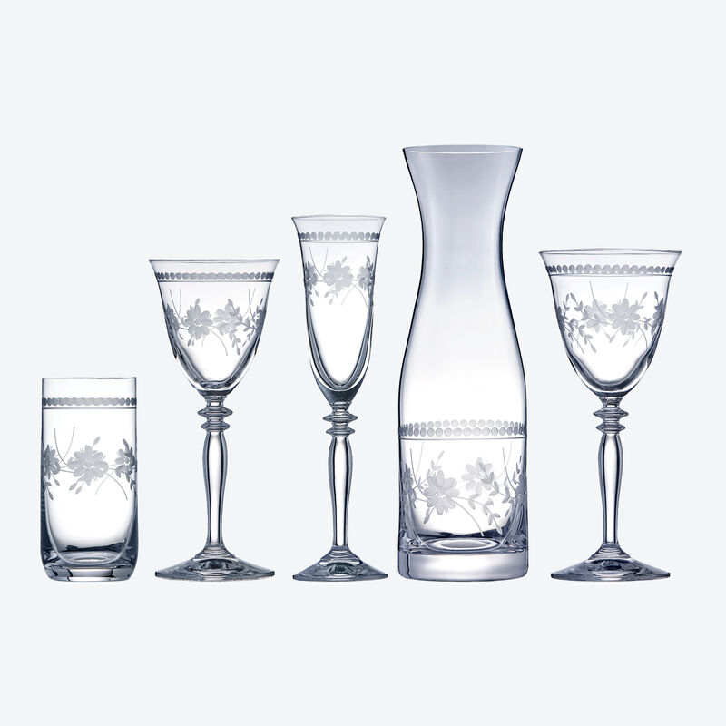 Böhmische Kristall-Weingläser klein mit filigranem Pantografie-Blumenmotiv Bild 3
