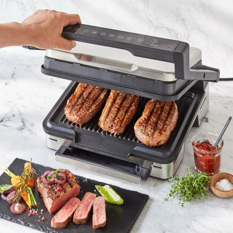 Automatik-Kontaktgrill: Punktgenau Fleisch, Fisch, Geflgel, Burger, Panini grillen Bild 2