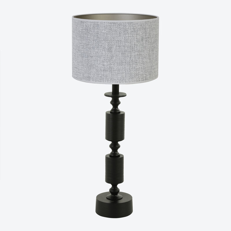 Textiler Lampenschirm in Tweedoptik grau fr Tisch- oder Stehlampe, Zylinder, Lampenschirm, Tischleuchte Bild 3
