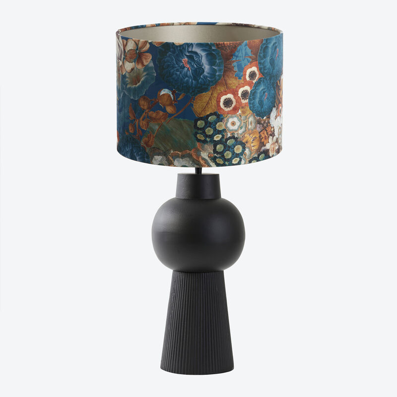 Textiler Lampenschirm mit edlem Blumenprint fr Tisch- oder Stehlampe, Zylinder, Lampenschirm, Tischleuchte Bild 3
