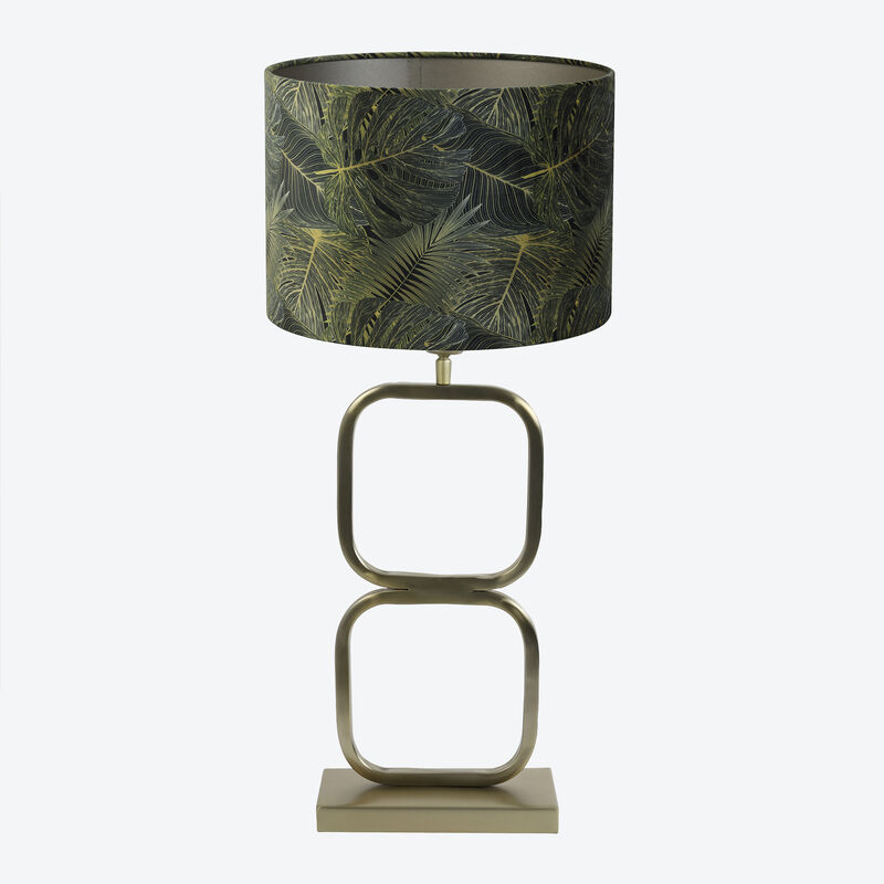 Textiler Lampenschirm mit edlem Blätterprint für Tisch- oder Stehlampe, Zylinder, Lampenschirm, Tischleuchte Bild 3