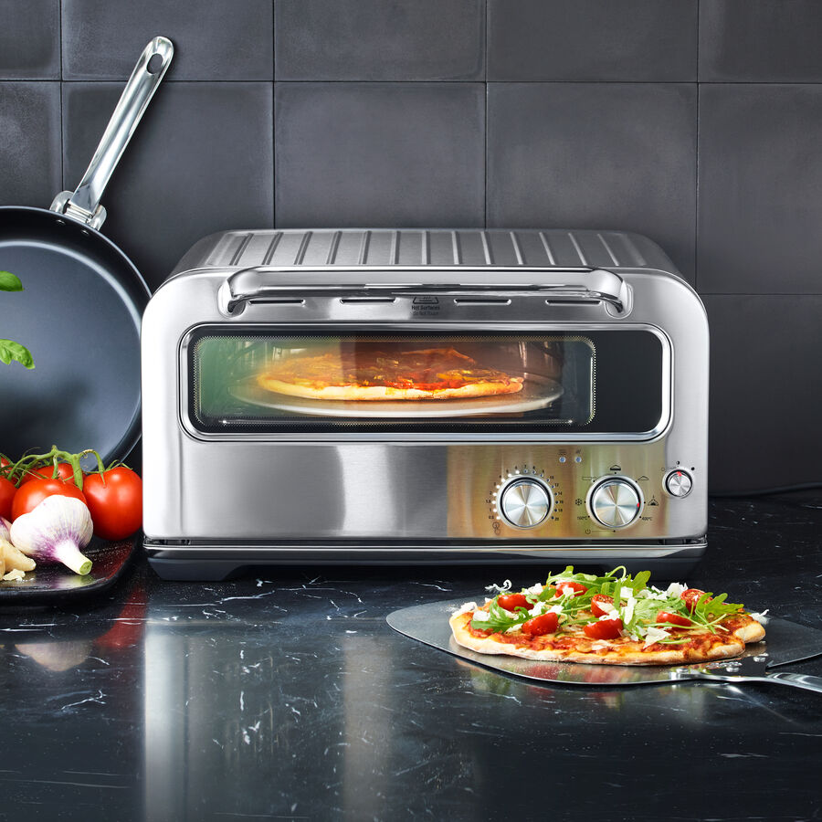 Im modernen 400 C Edelstahlofen authentische Steinofen Pizza selber backen Bild 2