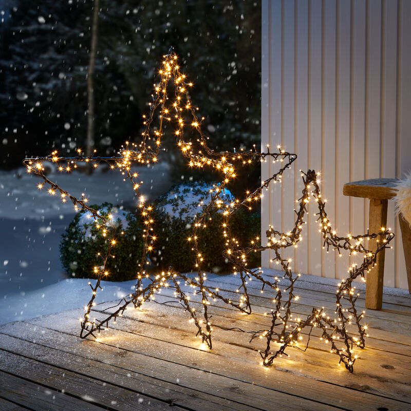 3D-Leuchtstern indoor- und outdoorgeeignet, Leuchtstern, Gartenstecker, Weihnachtsbeleuchtung