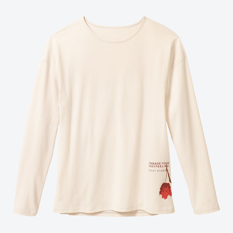 Wohlfhl-Langarm-Shirt aus zertifizierter Baumwolle, Nachtwsche, Pyjama, Schlafbekleidung, Loungewear, Nachthemd, Schlafanzug Bild 2
