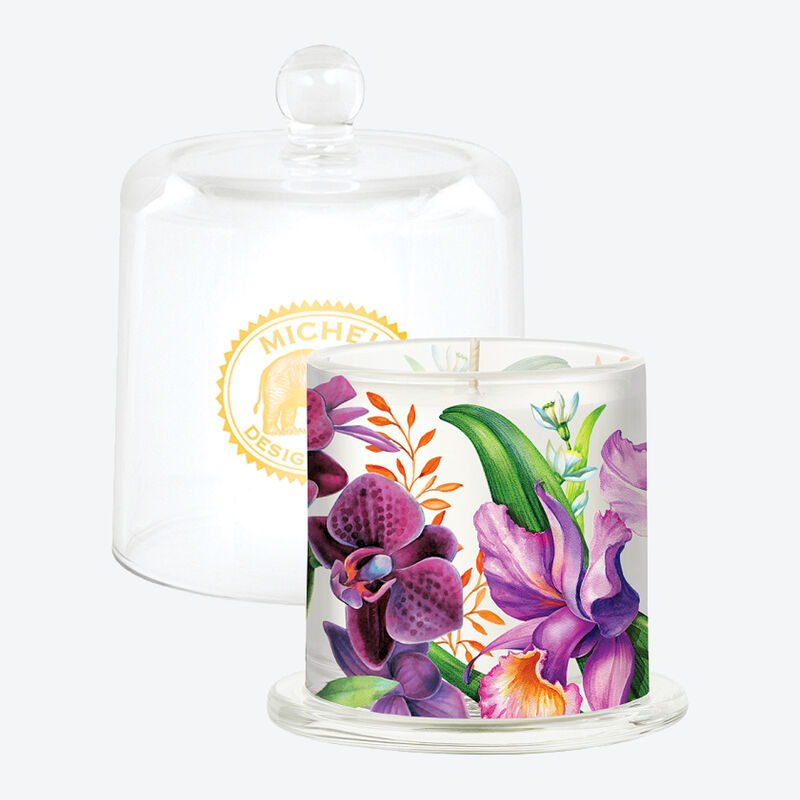 Orchideen-Duftkerze mit schtzender Glasglocke Bild 2