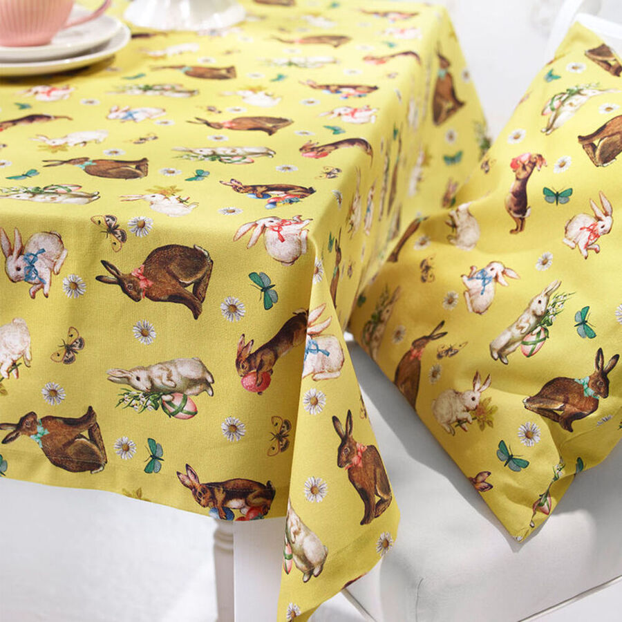 Runde Tischdecke Mit Osterhasen-Muster – Elastisch, Wasserdicht & Easy Zu Reinigen