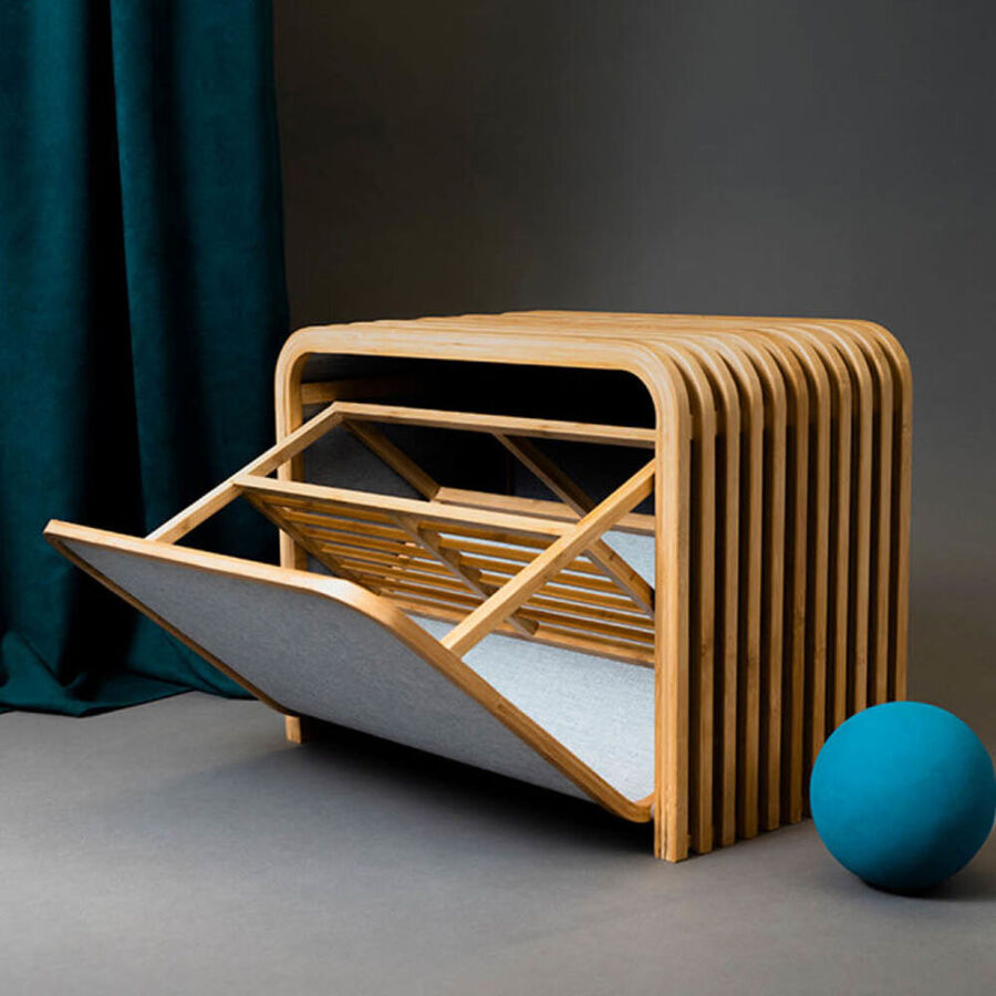 Designer-Sitzbank mit Schuhschrank schafft nachhaltig Ordnung und Platz