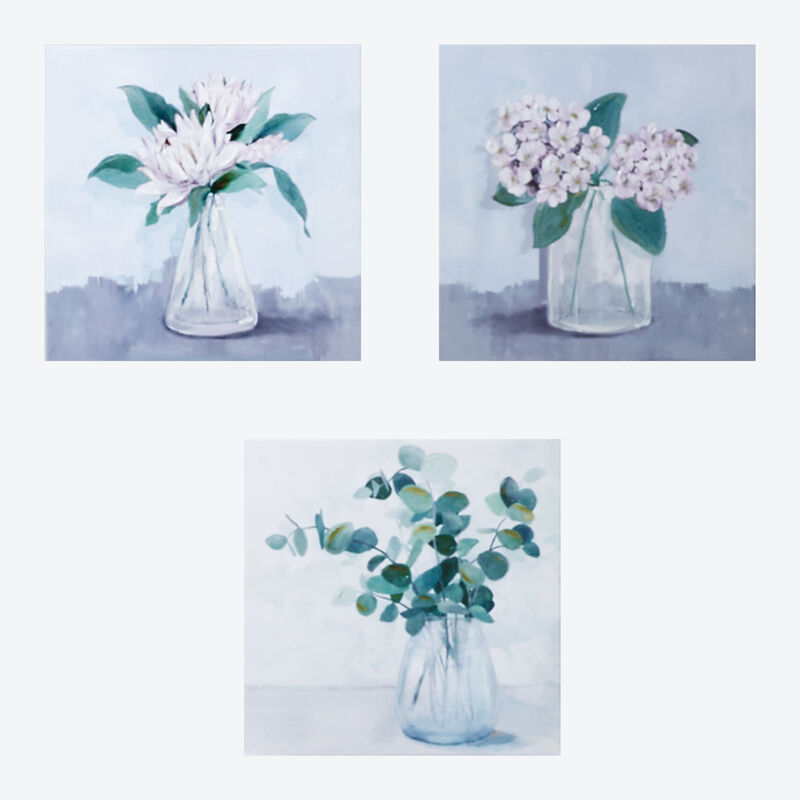 Bilderserie mit pastellfarbenen Blumen in Acryl