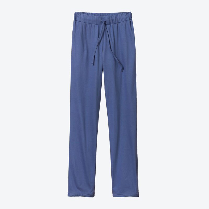 Blaue Pyjamahose zur nachhaltigen Kombi-Nachtwäsche