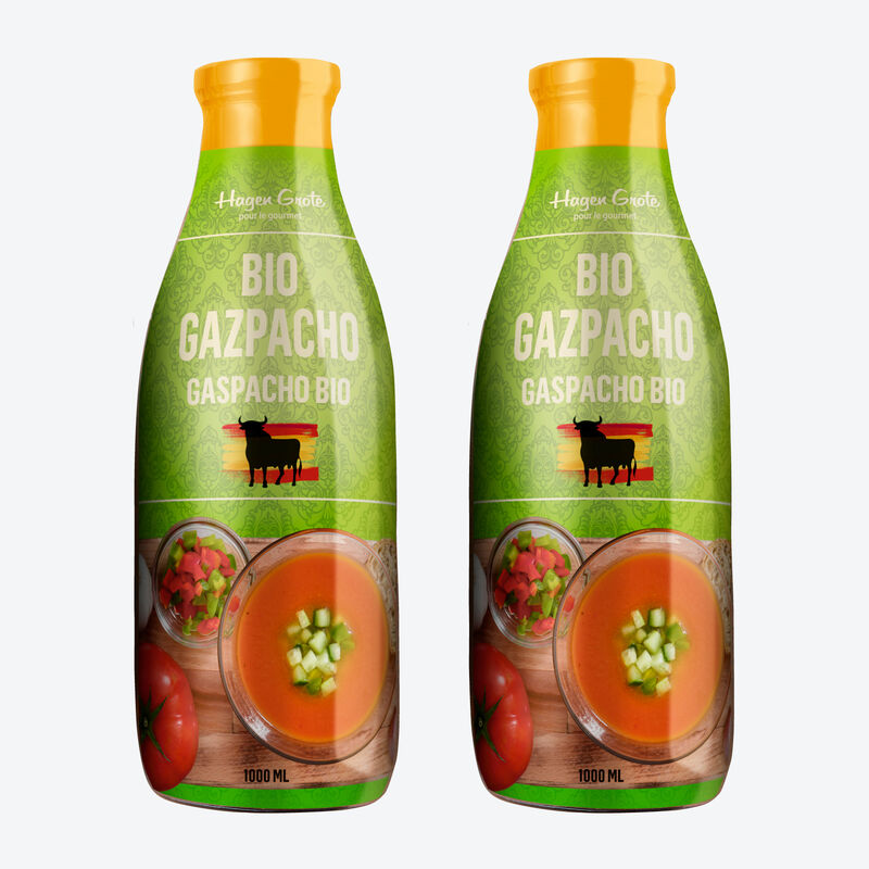 Delikate, kalte BIO-Gazpacho ist ein erlesener, sommerlicher Genuss