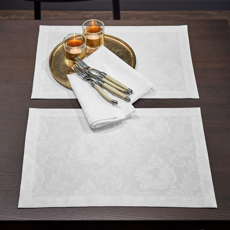 Feine, jacquardgewebte Tischsets mit floralem Motiv, Tischdecke, Tafeldecke, Tischläufer, Servietten