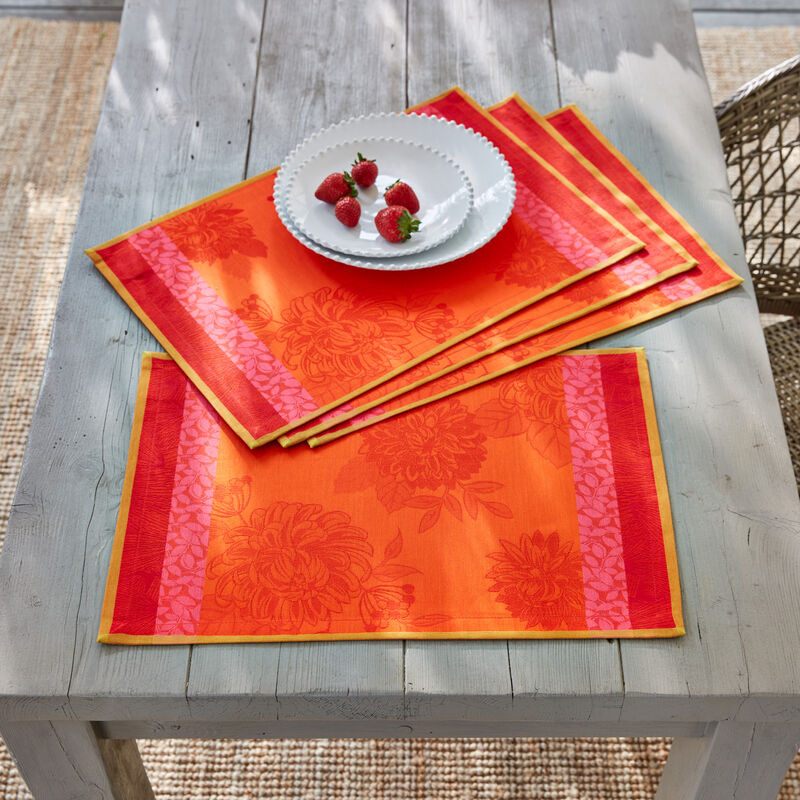 Florale Tischsets in starken Kontrastfarben, Tischwäsche, Tafelsets
