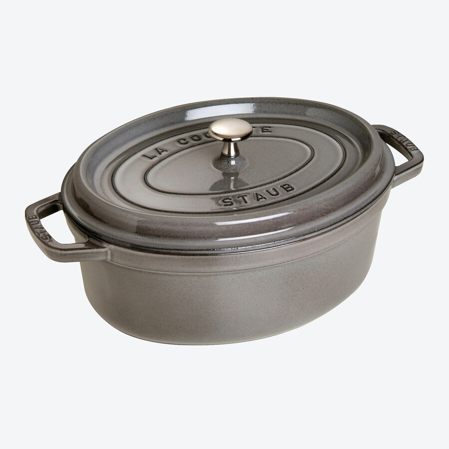 Franzsische Staub Cocotte oval mit zustzlichem Gratis-Tierknauf