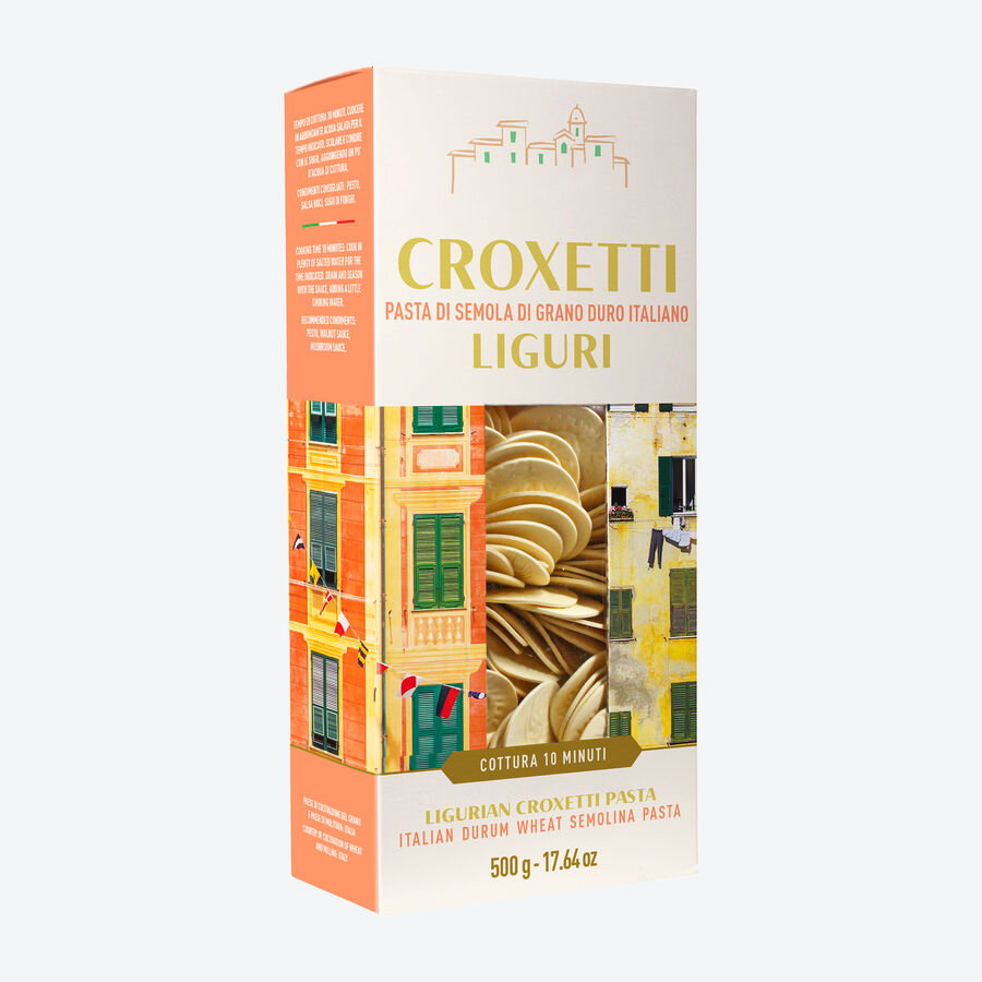 Klassische ligurische Pasta: Croxetti, Nudeln, italienische Pasta