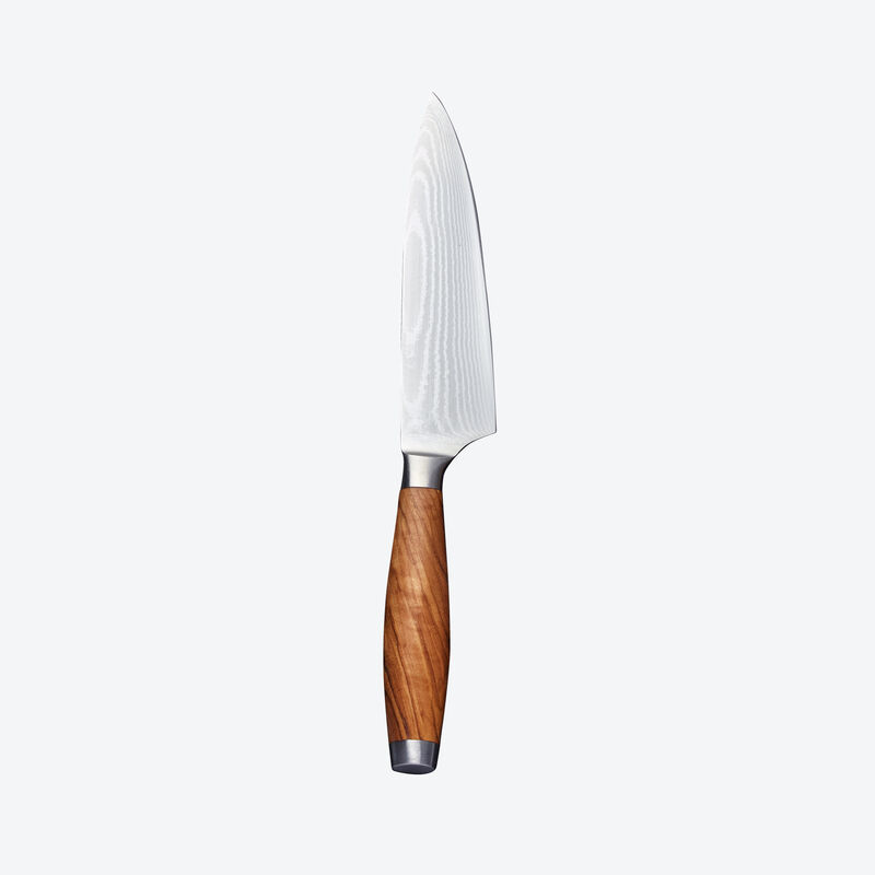 Kleines Kochmesser: Premium-Damaszener-Messer mit edlen Olivenholzgriffen erfllen hchste Ansprche