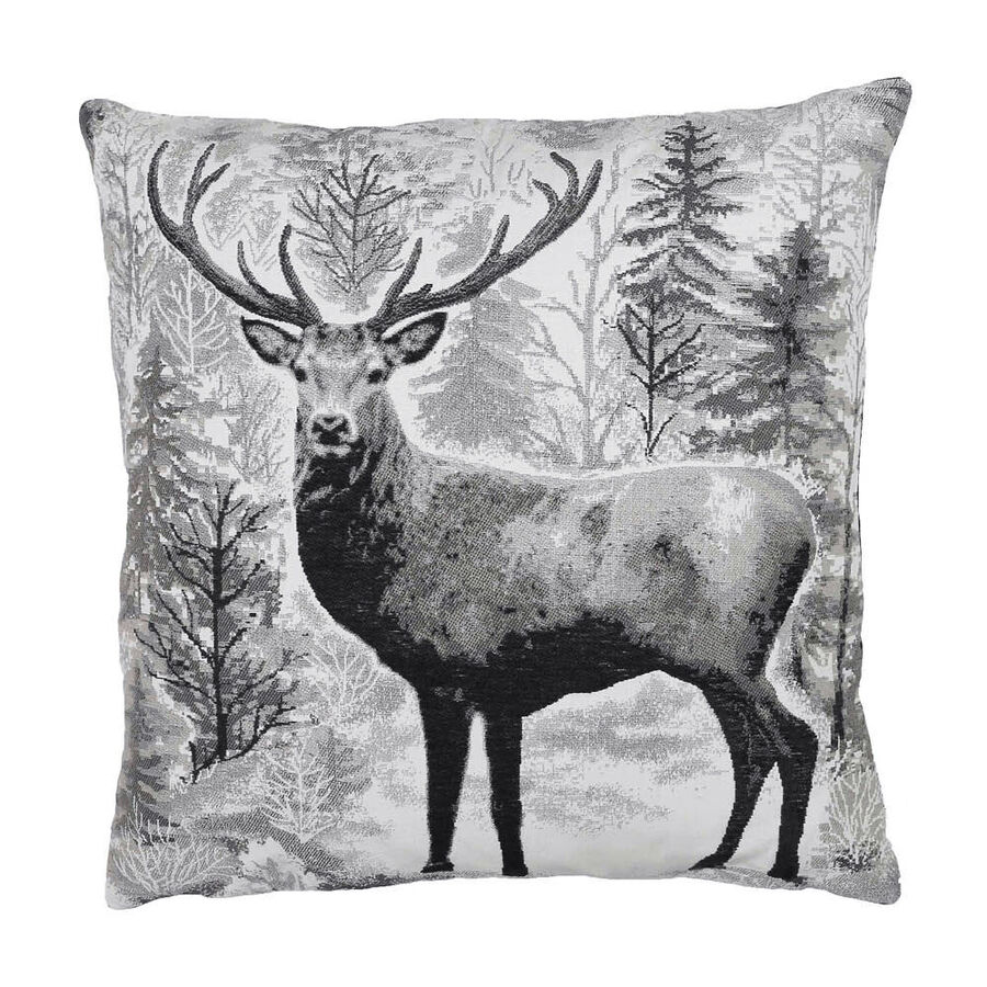 Kontrastreiche Kissenhlle mit Hirsch in Schwarz-Wei