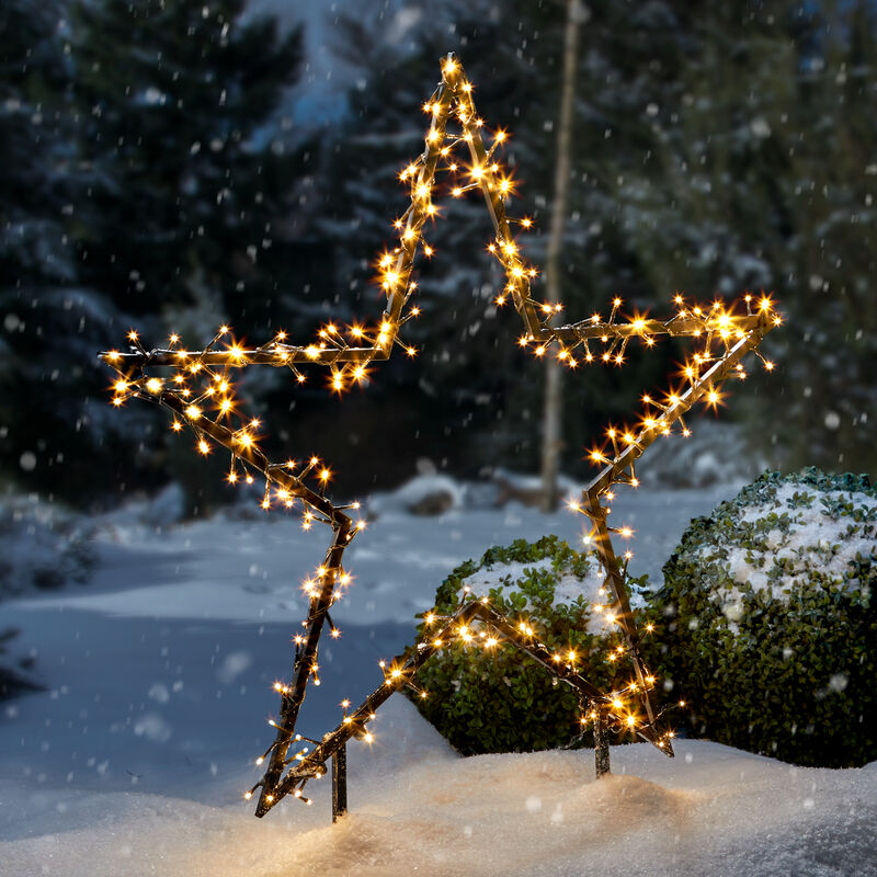 LED-Metall-Leuchtstern mit Erdsteckern für draußen, Weihnachtsdeko, Deko Beleuchtung, Leuchtstern