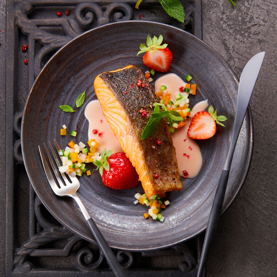 Lachs mit Erdbeeren