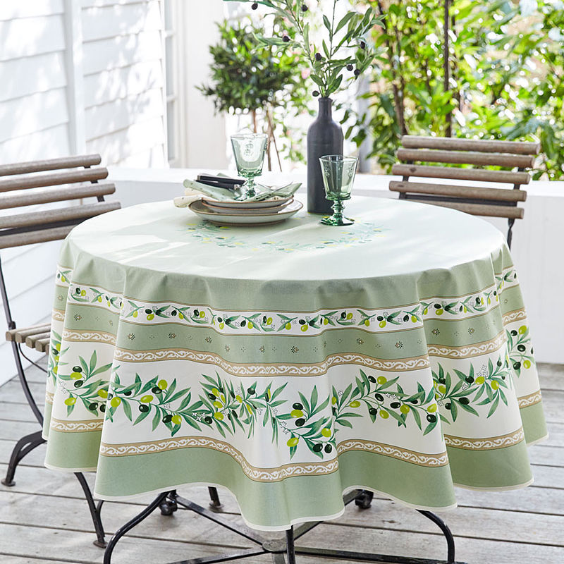 Mediterrane Oliven-Tischdecke mit Fleckschutz