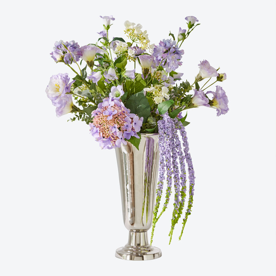 Modern gebundenes Bouquet mit fliederfarbenen Blhern, Blumenstrau, Knstliche Blumen