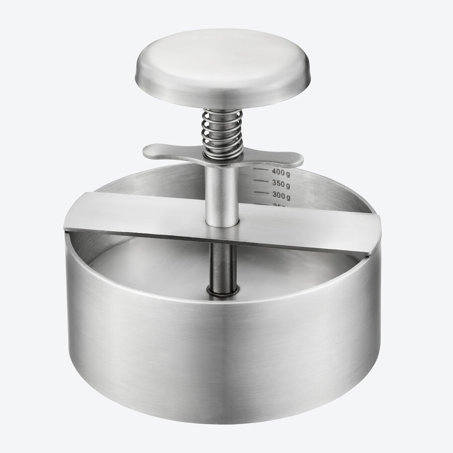 ZBHDEYG Burgerpresse Edelstahl & Drahtlappen Set - Runde Burgerpresse Für Perfekte Patties