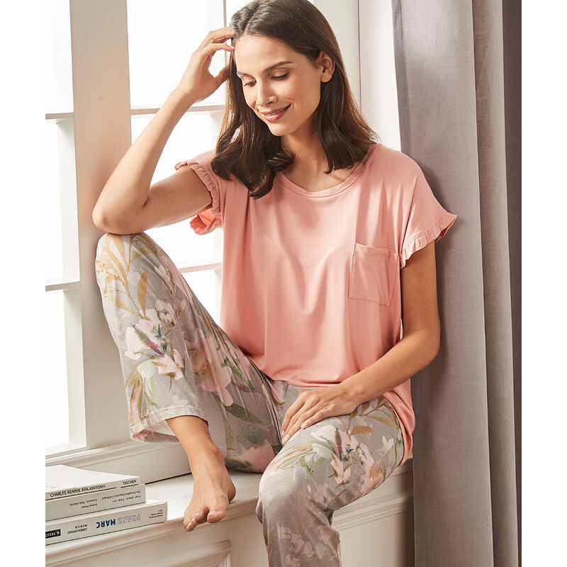 Pyjama mit softem Bltendruck auf weichem Viskose-Jersey