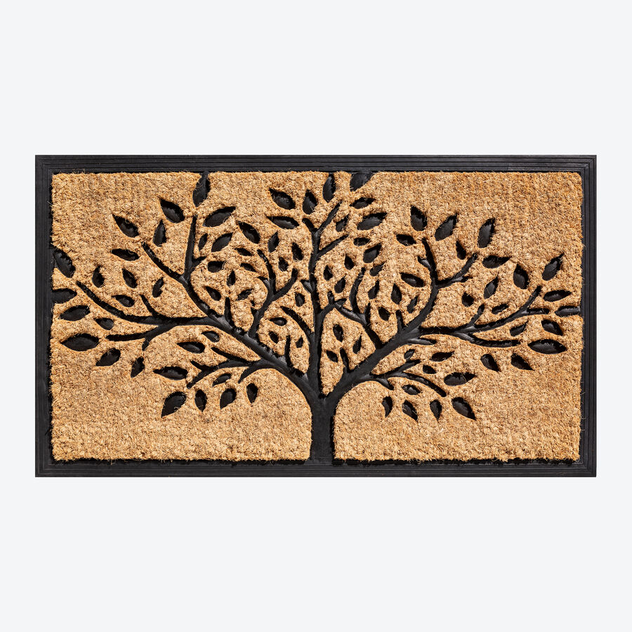 Rutschfeste Kokos-Fumatte mit Baum-Motiv, Schmutzfangmatte, Fumatte fr Innen & Auen,  rutschfest