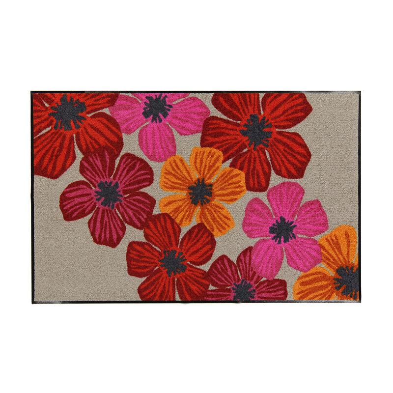 Sauberlaufmatte mit farbfrohen Blüten