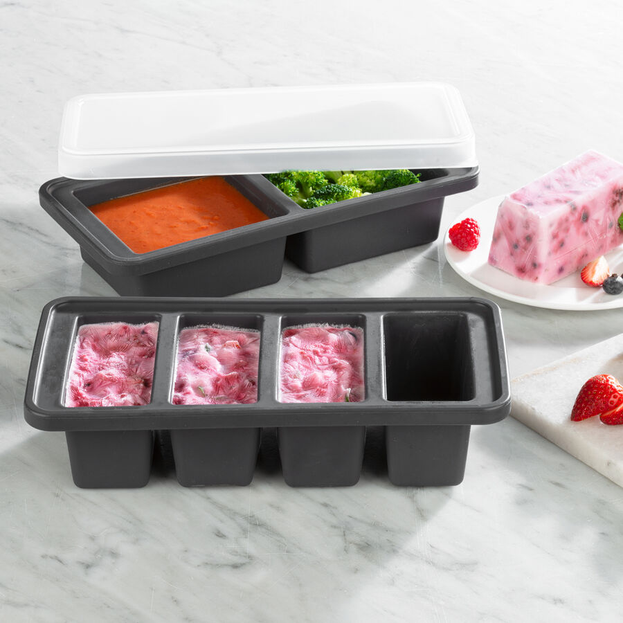 BPA-freie Silikon Gefrierformen 8-teilig | Mit Deckel Für Meal Prep & Suppenwürfel