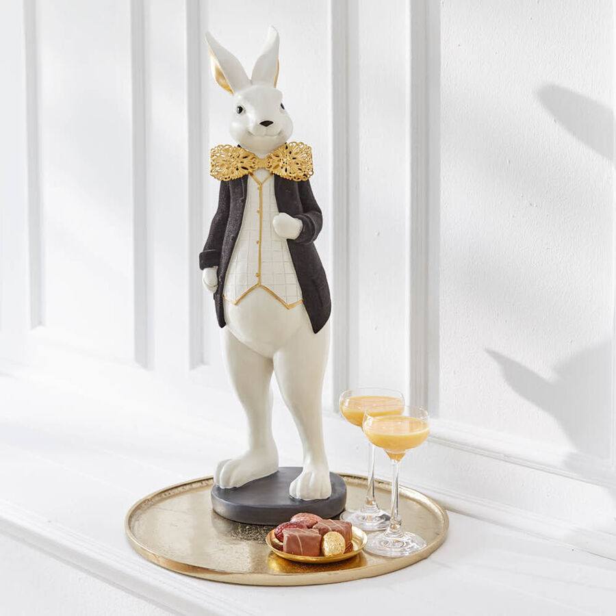 Stattlicher Deko-Hase mit Fliege