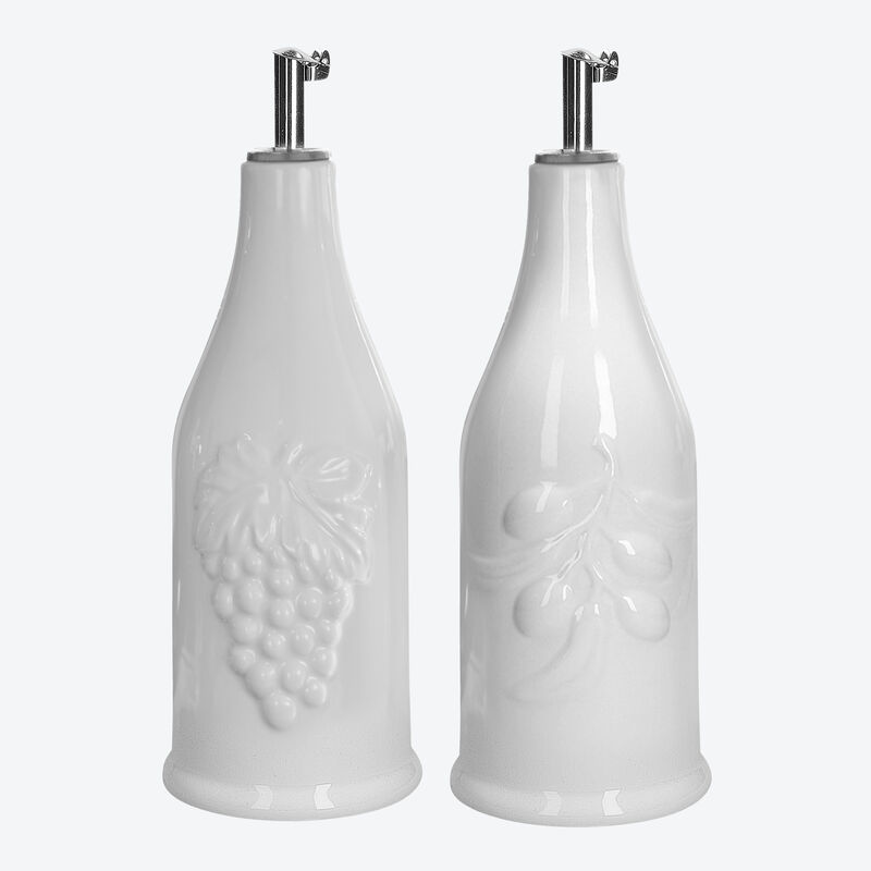 Stilvoll würzen: Dekorative Porzellanflaschen für Olivenöl und Aceto Balsamico