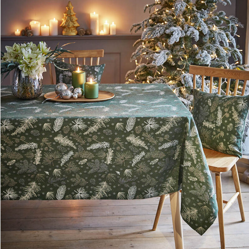 Tannengrüner Jacquard-Tischdecke mit eingewebtem Muster