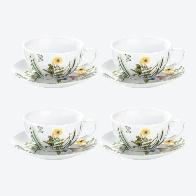 Tasse mit Unterteller zum frischen Wildblumen-Geschirr