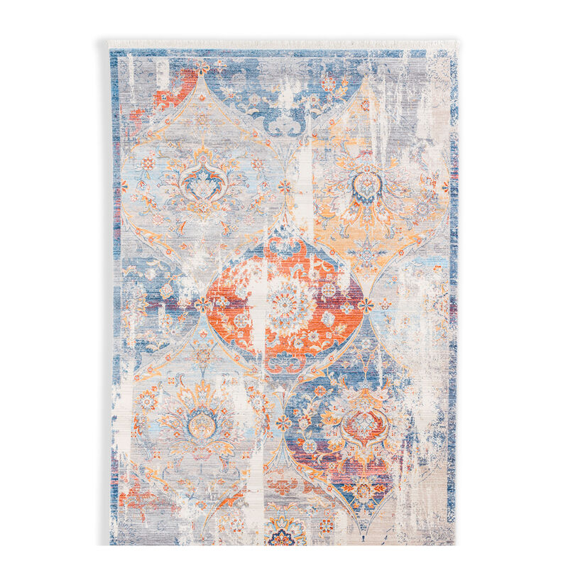 Teppich mit historischem Muster (Blau/Terracotta) - neu interpretiert