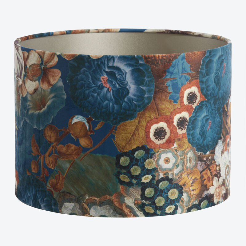 Textiler Lampenschirm mit edlem Blumenprint fr Tisch- oder Stehlampe, Zylinder, Lampenschirm, Tischleuchte