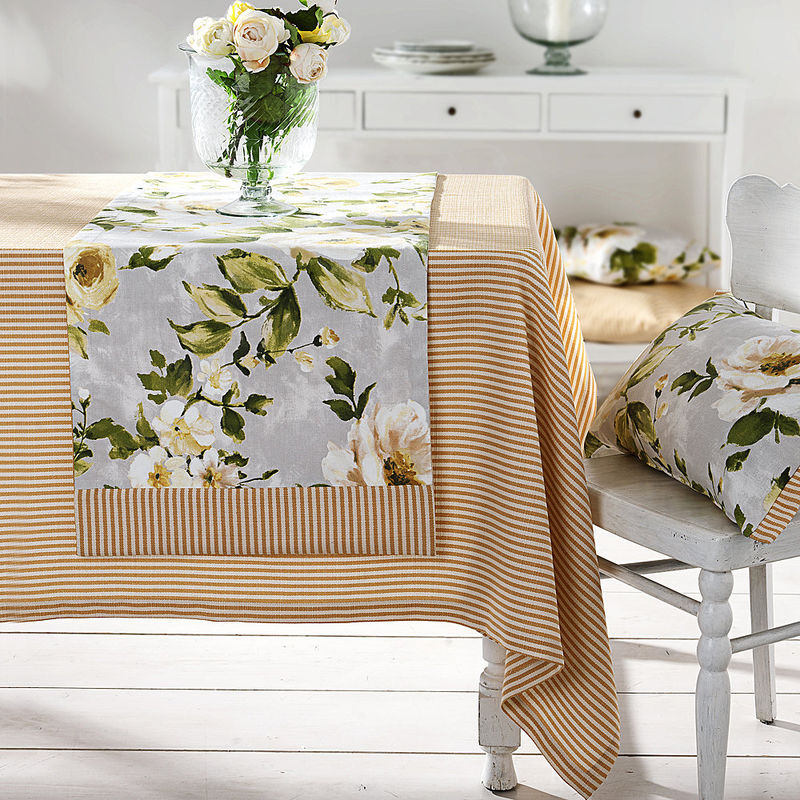 Tischdecke Streifen: Tischwäsche in unvergänglicher Blütenpracht oder sonnigen Blockstreifen