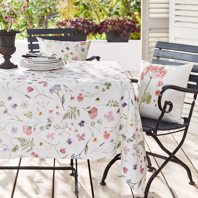 Tischdecke mit fröhlichem Weidenblumen-Motiv