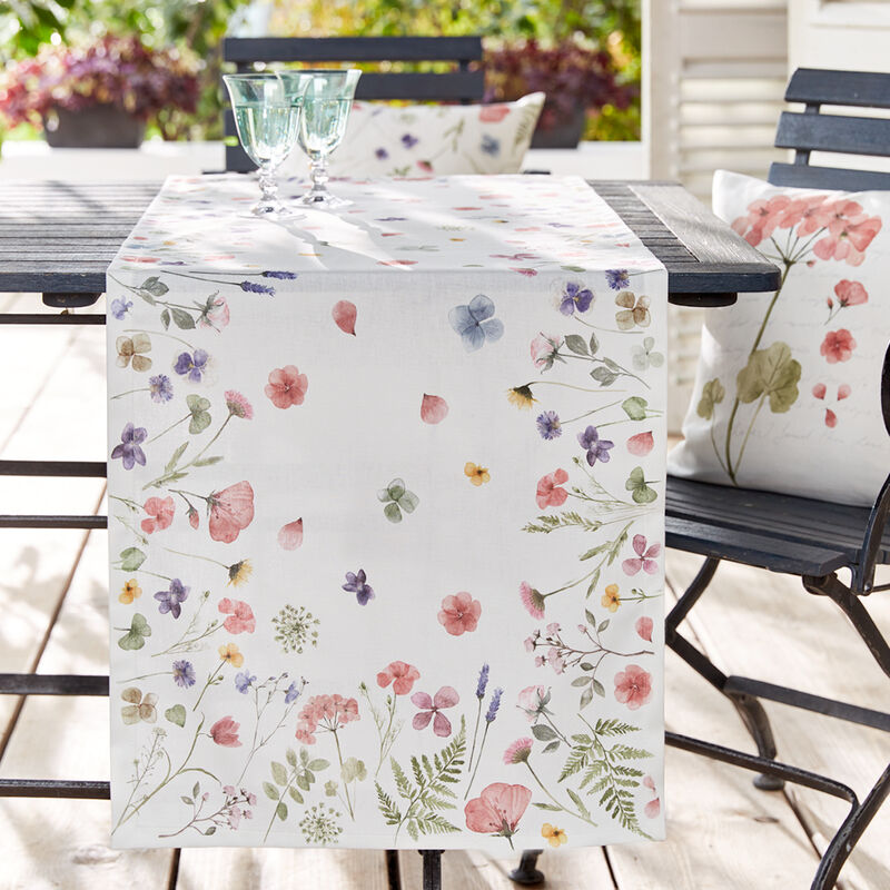 Tischläufer mit fröhlichem Weidenblumen-Motiv