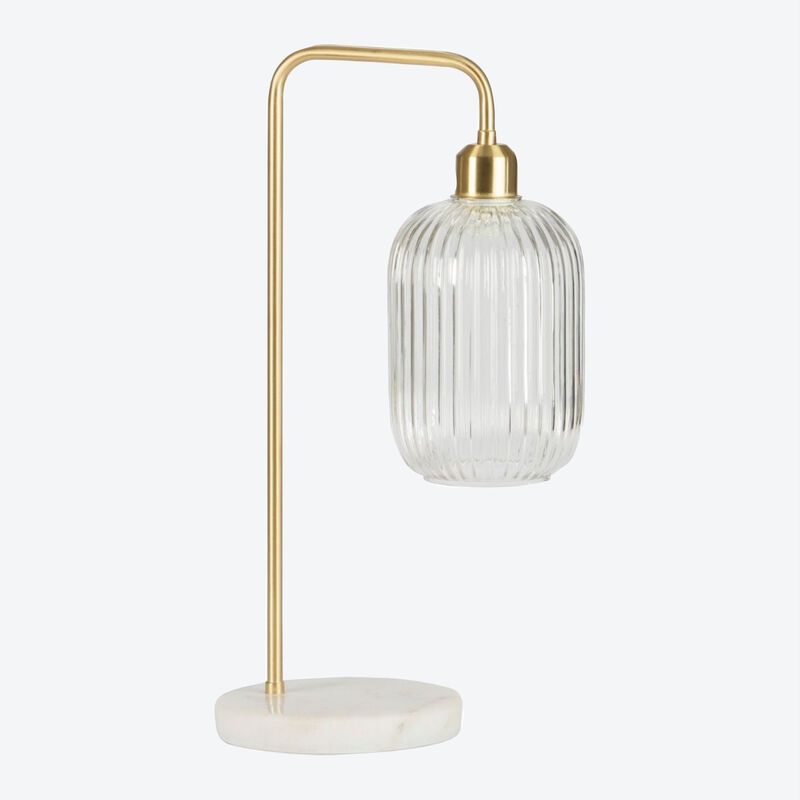 Tischlampe im aktuellen Marmor-Gold Design, Tischleuchte, Nachttischlampe, Lampenschirm