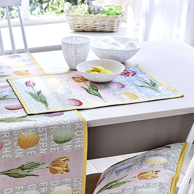 Tischset: Farbenfrohe Gobelin-Tischwäsche für die Osterzeit