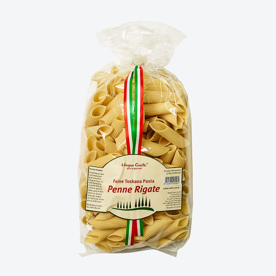 Traditionelle Toskana-Pasta: Penne Rigate,  Bronze, Bronzepasta